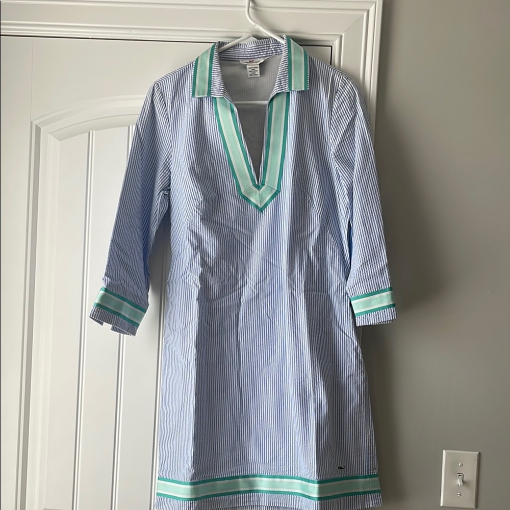 Striped Tunic Dress with Green Accents
